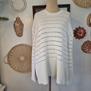 GAP Open Knit Boho Beachy Coastal Granddaughter Cream Oversized Sweater